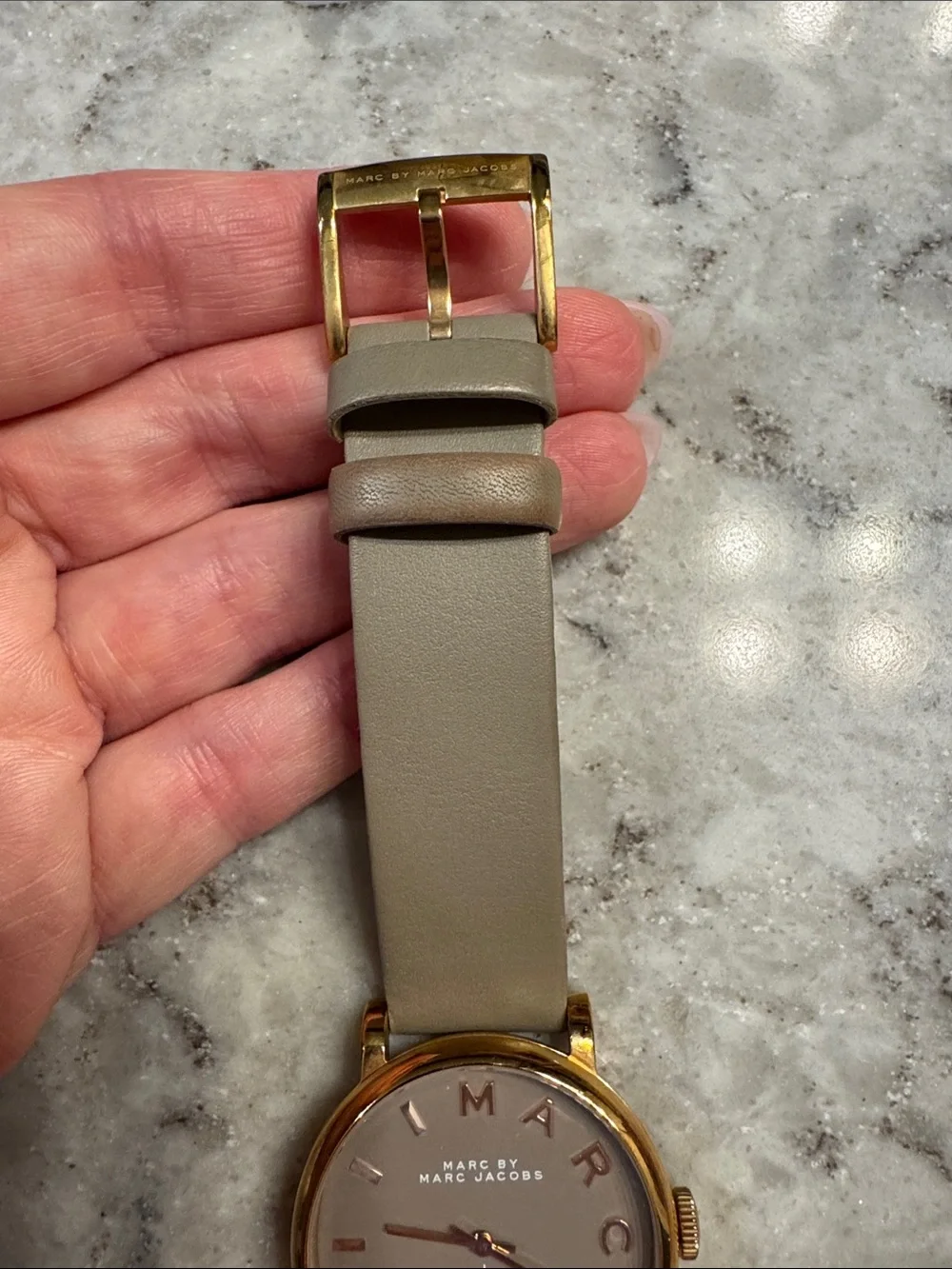 Marc by Marc Jacobs Beige Leather Watch with Gold-Tone Case